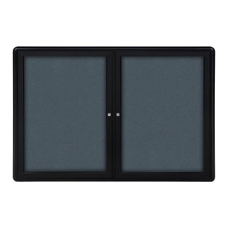 Ghent Ghent Ovation Bulletin Board - Indoor - 2 Door - Gray w/Black Frame - 60"W x 36"H OVK4-F91